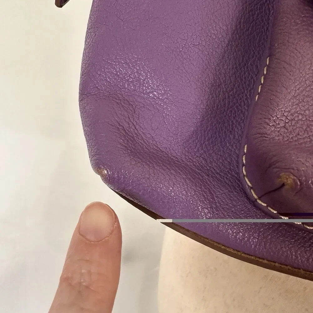 Vintage Dooney & Bourke Purple Pebble Leather Shoulder Bag Purse Flap Pocket y2k